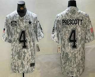 Men%27s Dallas Cowboys #4 Dak Prescott Arctic Camo 2024 FUSE Salute to Service Limited Stitched Jersey Dzhi